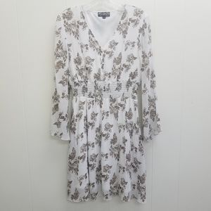 J. Gee Smocked Waist Long Sleeve Floral Dress